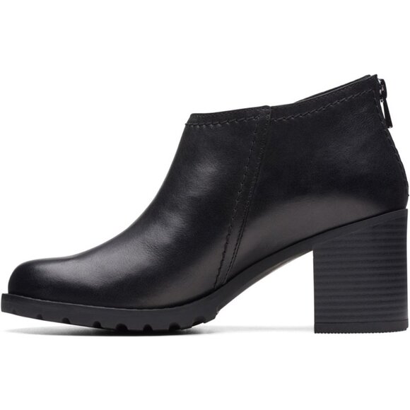 NEW CLARKS Leather Leda Step Heeled Booties black for women 462mn - Picture 2 of 6